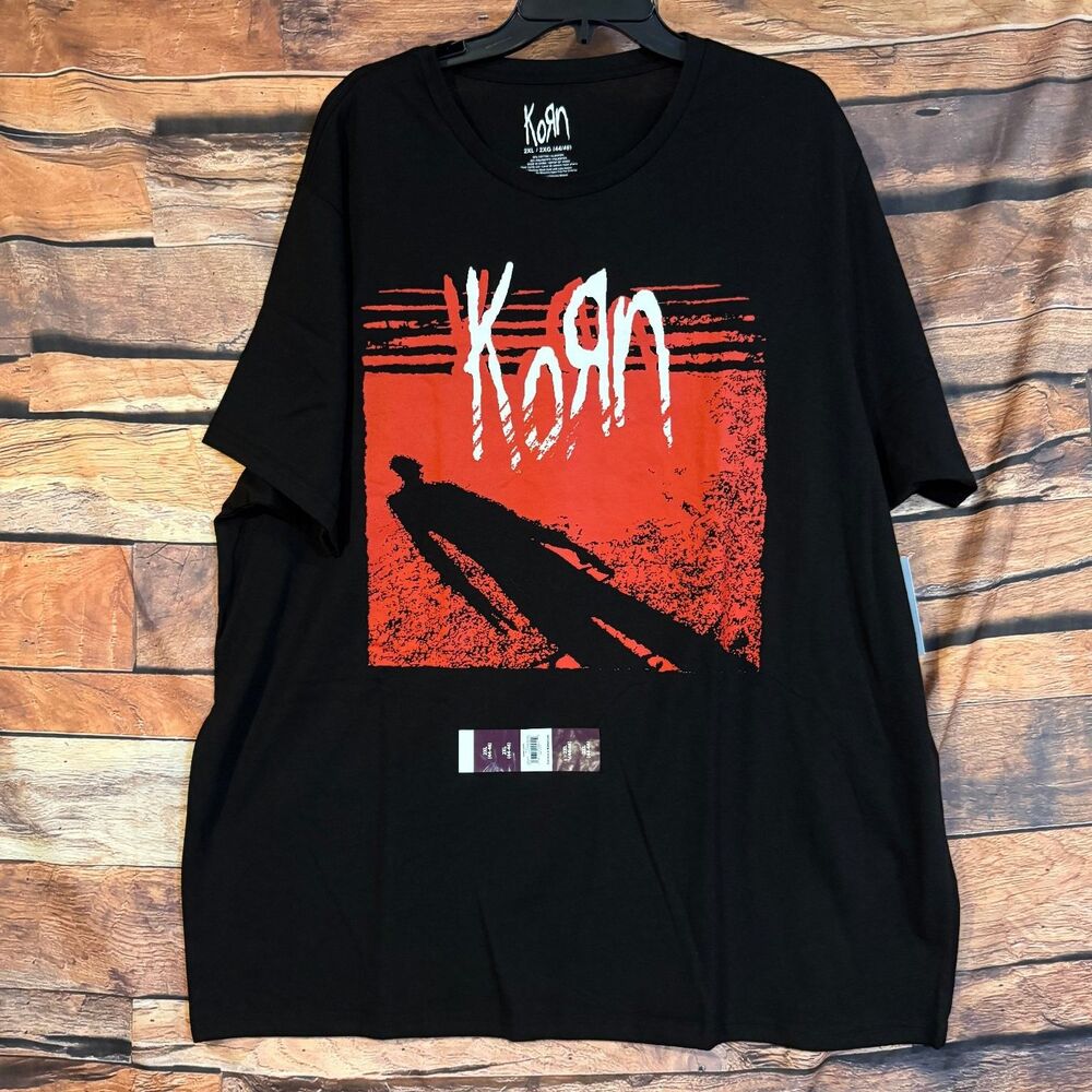Korn Men's Black 2XL T-Shirt Cotton Blend Band Logo Graphic Tee